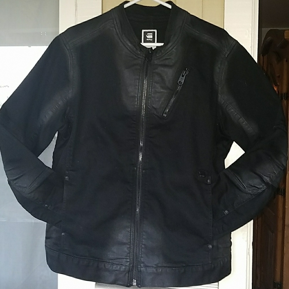 Waxed denim bikers jacket
